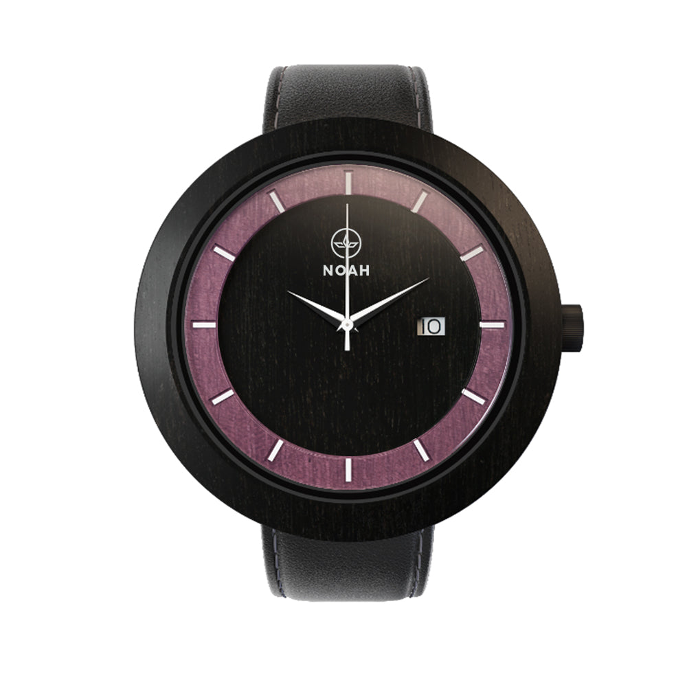 Dual Abanos & Purpleheart, ceas NOAH din lemn (imaginea 2)