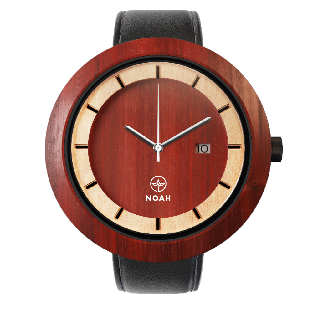 Dual Padauk & Carpen, ceas NOAH din lemn