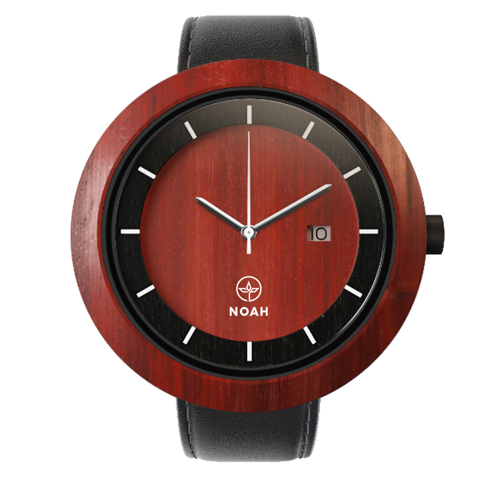 Dual Padauk & Abanos, ceas NOAH din lemn