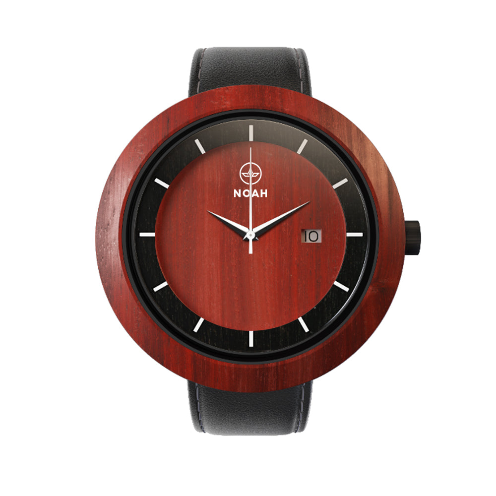 Dual Padauk & Abanos, ceas NOAH din lemn (imaginea 2)