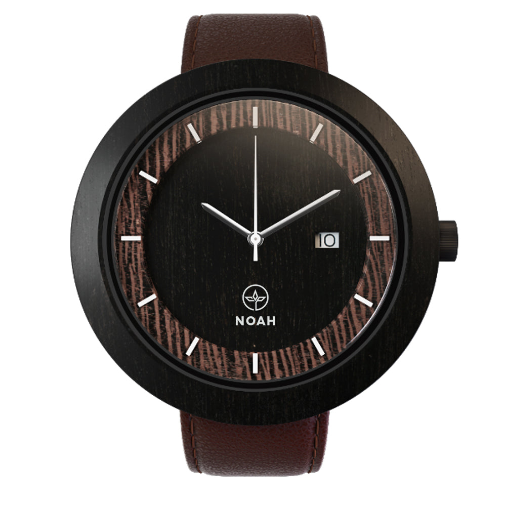 Dual Abanos & Wenge, ceas NOAH din lemn