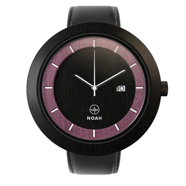 Dual Abanos & Purpleheart, ceas NOAH din lemn
