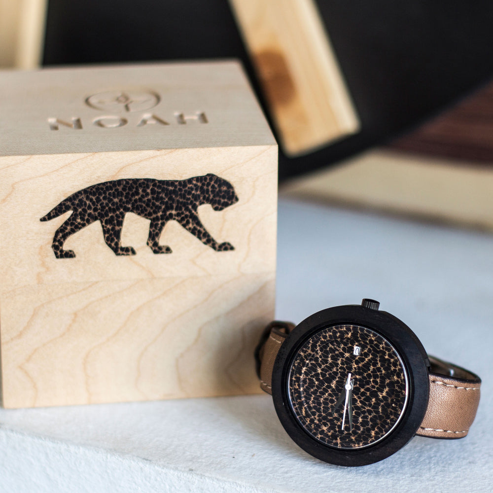 Black Leopard, ceas NOAH din lemn (imaginea 5)